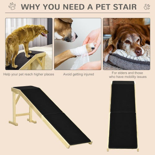 JMT-549258 Pet Ramp with Non-Slip Carpet and Stable Flat Platform for Dogs and Cats, 74" x 16" x 25"