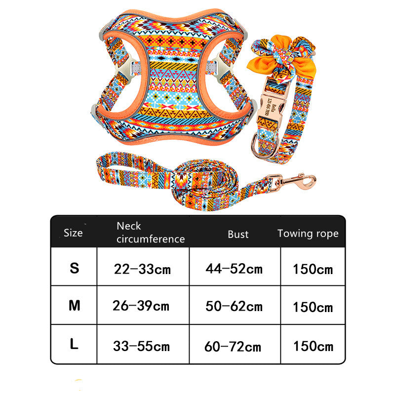 JMT-549578 Cactus Print Vest with Collar, Strap, and Chain for Small to Medium Dogs