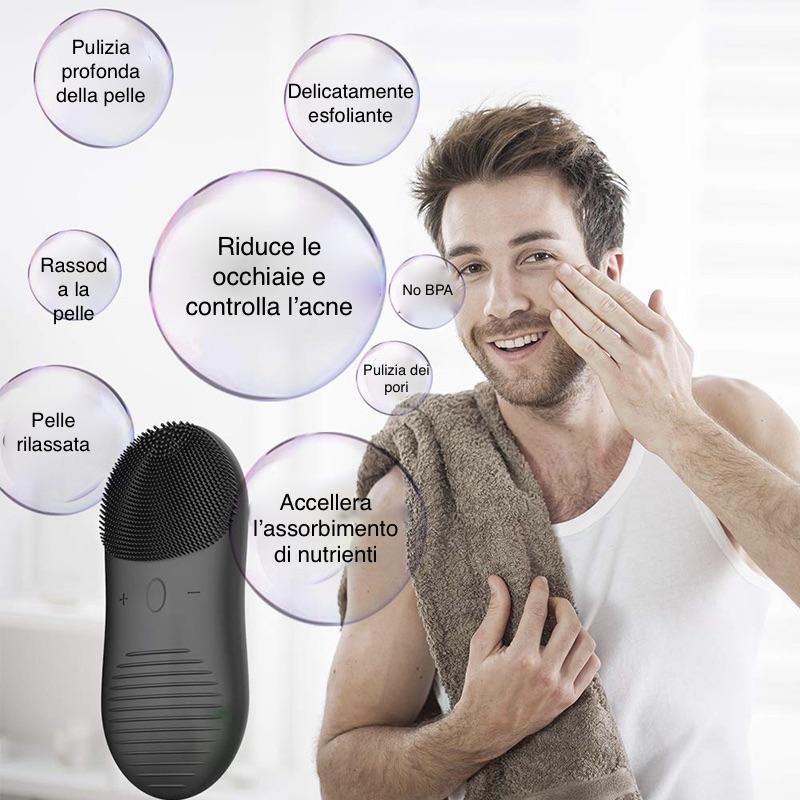 JMT-549642 Silicone Ultrasonic Electric Face Washer with 7-Level Waterproof Technology and Vibrating Cleaning Action