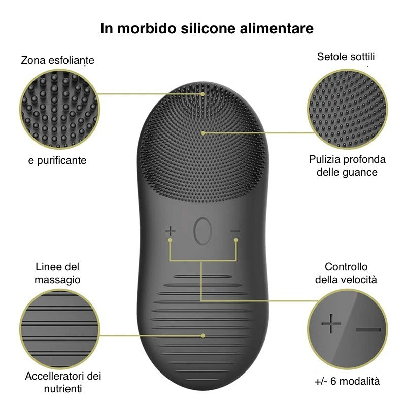JMT-549642 Silicone Ultrasonic Electric Face Washer with 7-Level Waterproof Technology and Vibrating Cleaning Action