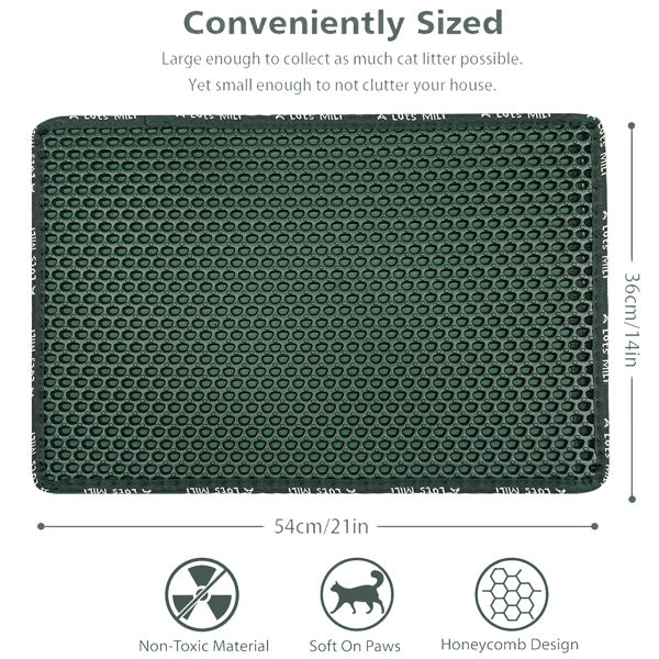 JMT-549706 Double Layer Rice-Shaped Cat Litter Mat - Waterproof EVA Design for Effective Litter Trapping and Easy Cleaning
