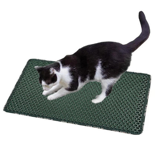 JMT-549706 Double Layer Rice-Shaped Cat Litter Mat - Waterproof EVA Design for Effective Litter Trapping and Easy Cleaning