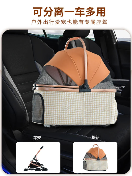 JMT-550346 Pet Stroller with Rubber Wheels for Cats and Dogs – Foldable Design for Easy Transport and Storage