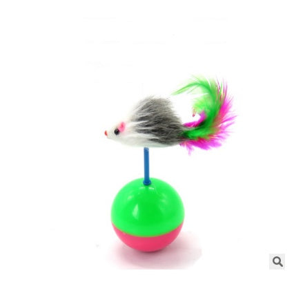 JMT-550538 Solid Wood Cat Stick Toy with Hemp, Feather Rope, and Bell - Handmade Cat Plaything