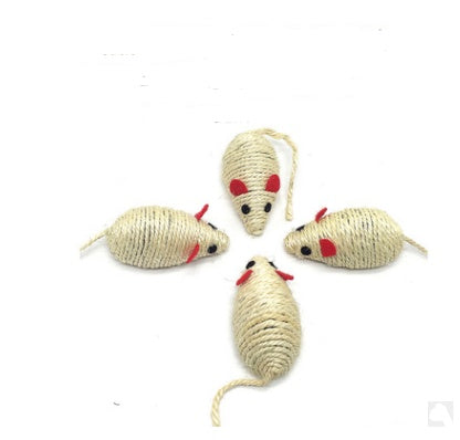 JMT-550538 Solid Wood Cat Stick Toy with Hemp, Feather Rope, and Bell - Handmade Cat Plaything