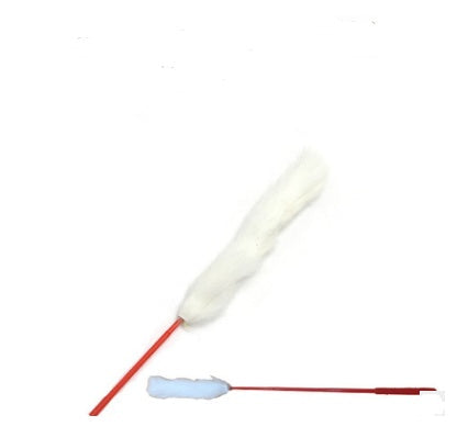 JMT-550538 Solid Wood Cat Stick Toy with Hemp, Feather Rope, and Bell - Handmade Cat Plaything