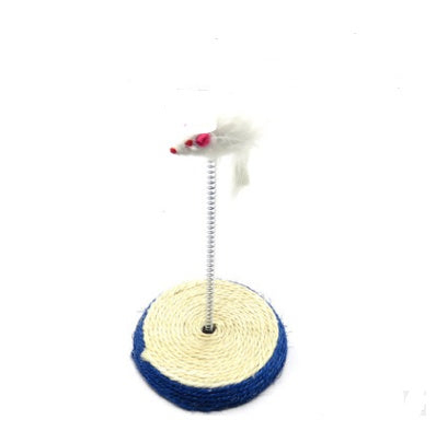 JMT-550538 Solid Wood Cat Stick Toy with Hemp, Feather Rope, and Bell - Handmade Cat Plaything