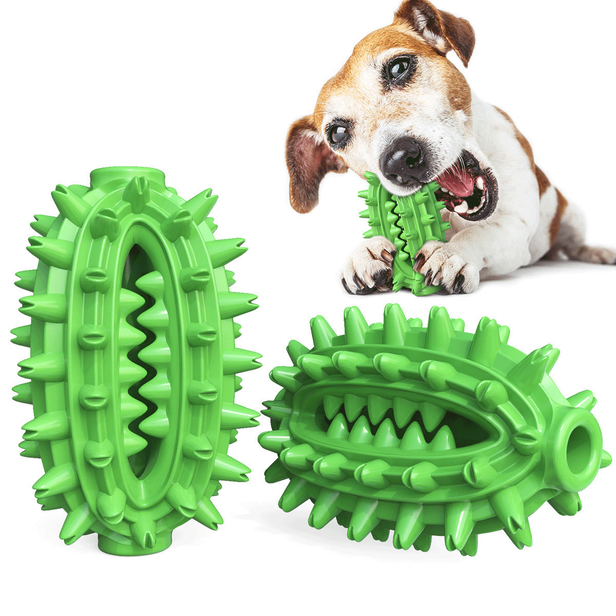 JMT-551370 Durable Dog Toothbrush Chew Toy for Medium to Large Dogs - Cactus Design for Dental Care and Cleaning