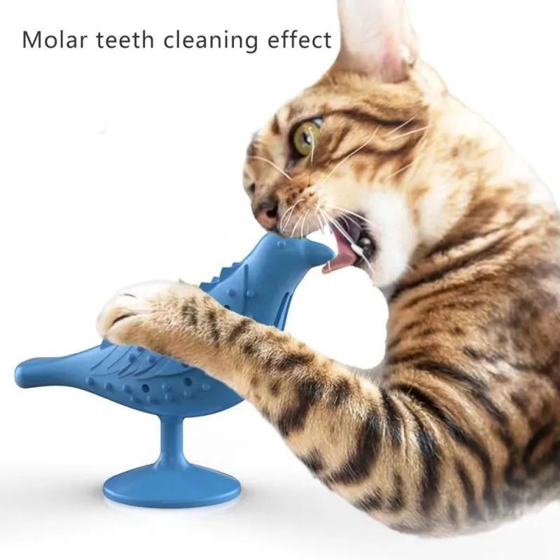 JMT-551690 Interactive Bird-Shaped Cat Toy with Suction Cup Base for Engaging Playtime and Dental Care