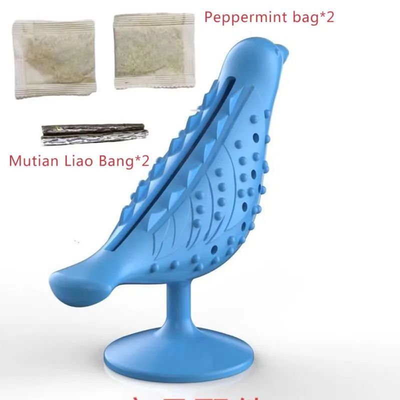 JMT-551690 Interactive Bird-Shaped Cat Toy with Suction Cup Base for Engaging Playtime and Dental Care