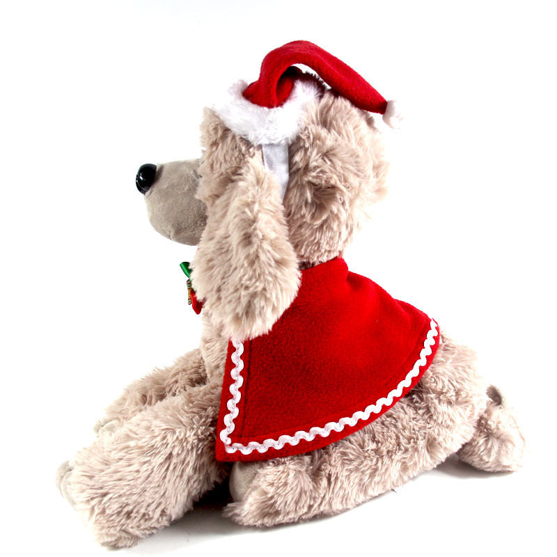 JMT-552458 Reversible Velvet Christmas Pet Cape with Hat and Scarf Set for Winter Festivities