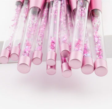 JMT-552970 Liquid Crystal Flow Cosmetic Brush Handle Makeup Kit with Storage Valve