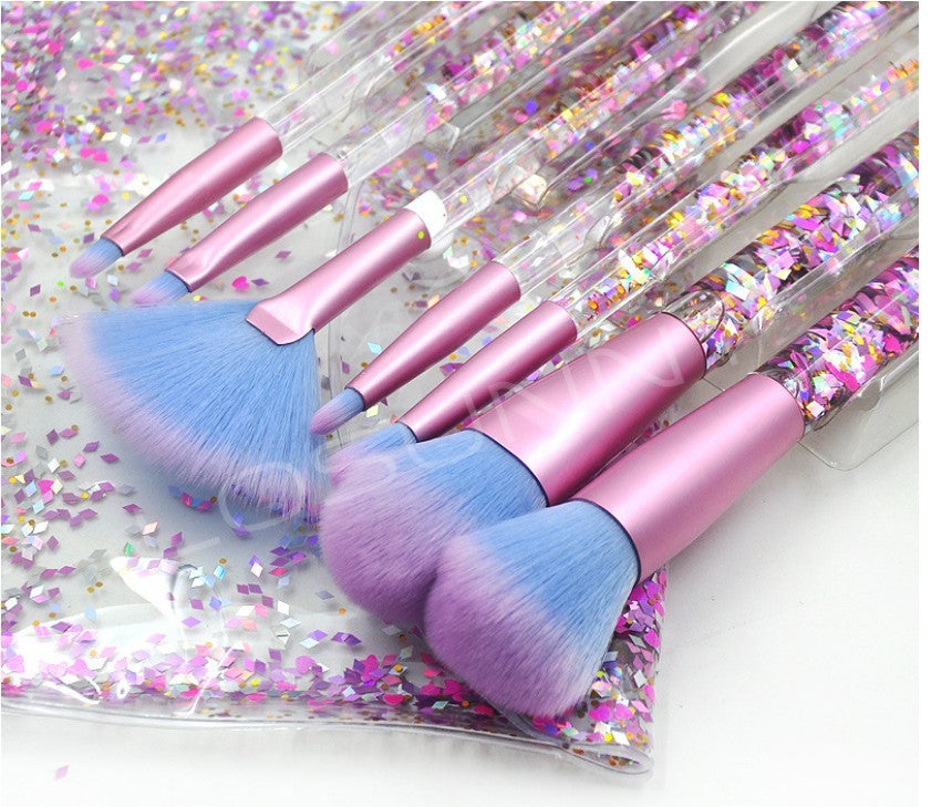 JMT-552970 Liquid Crystal Flow Cosmetic Brush Handle Makeup Kit with Storage Valve