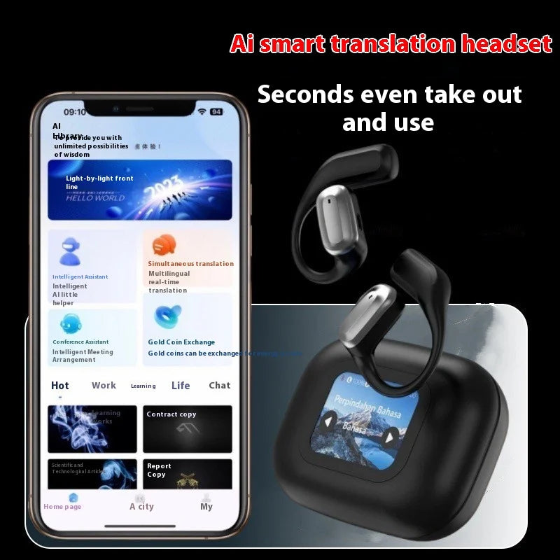 JMT-553866 AI Translation Bluetooth Headset with Color Screen and Long Battery Life, LED Indicator, Simultaneous Interpretation