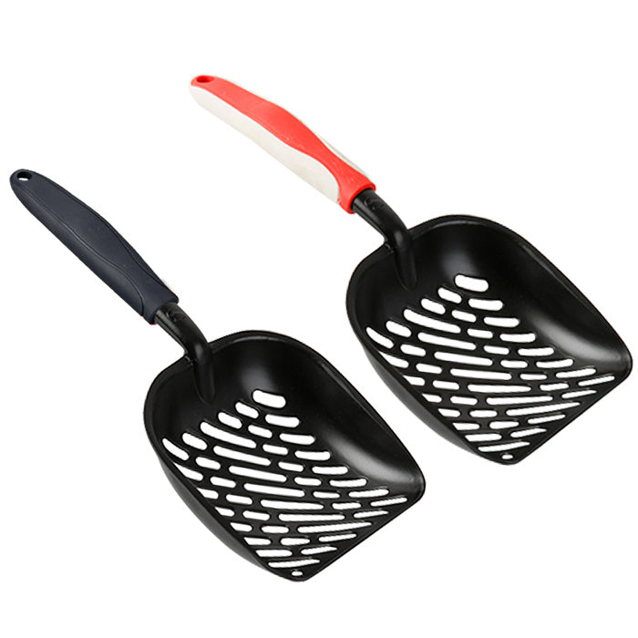 JMT-553930 Extra Large Black Coated Aluminum Alloy Cat Litter Shovel with Multiple Hole Options for Efficient Waste Removal