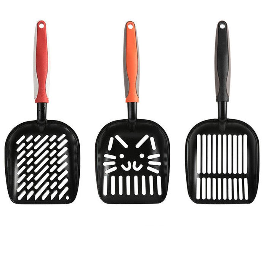 JMT-553930 Extra Large Black Coated Aluminum Alloy Cat Litter Shovel with Multiple Hole Options for Efficient Waste Removal