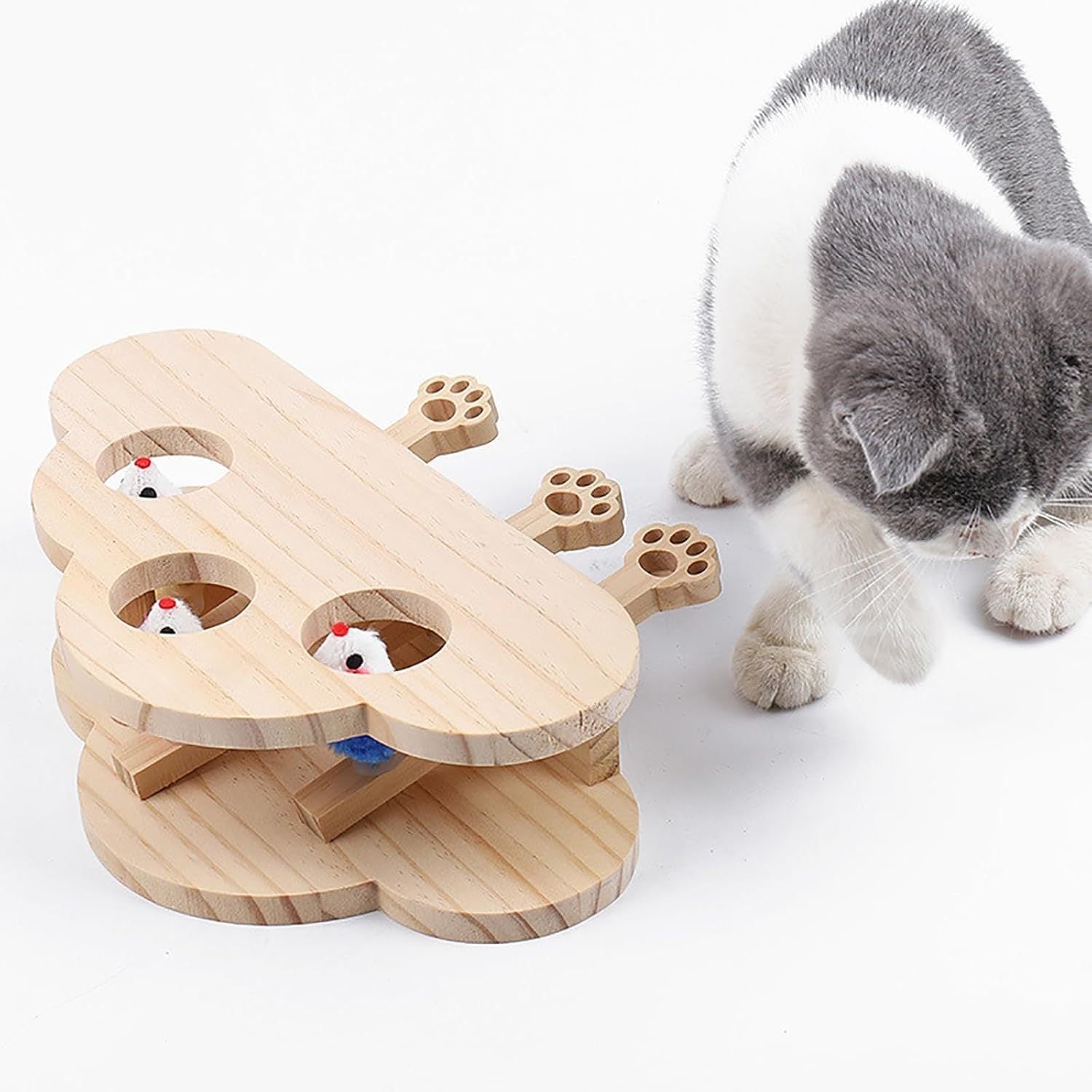 JMT-553994 Interactive Cardboard Cat Scratcher and Pop-Up Toy with Whack-a-Mole Feature for Indoor Cats