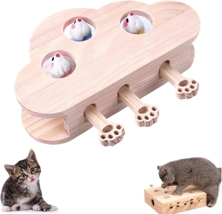 JMT-553994 Interactive Cardboard Cat Scratcher and Pop-Up Toy with Whack-a-Mole Feature for Indoor Cats