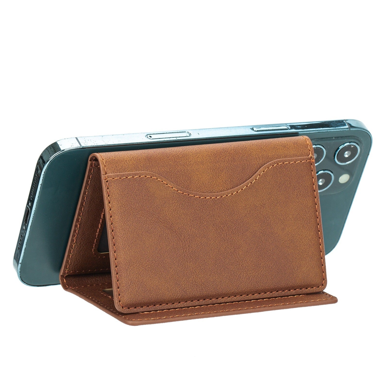 JMT-554378 Leather Tri-fold Magnetic Wallet Card Holder for Apple - Embossed Design, Various Colors Available