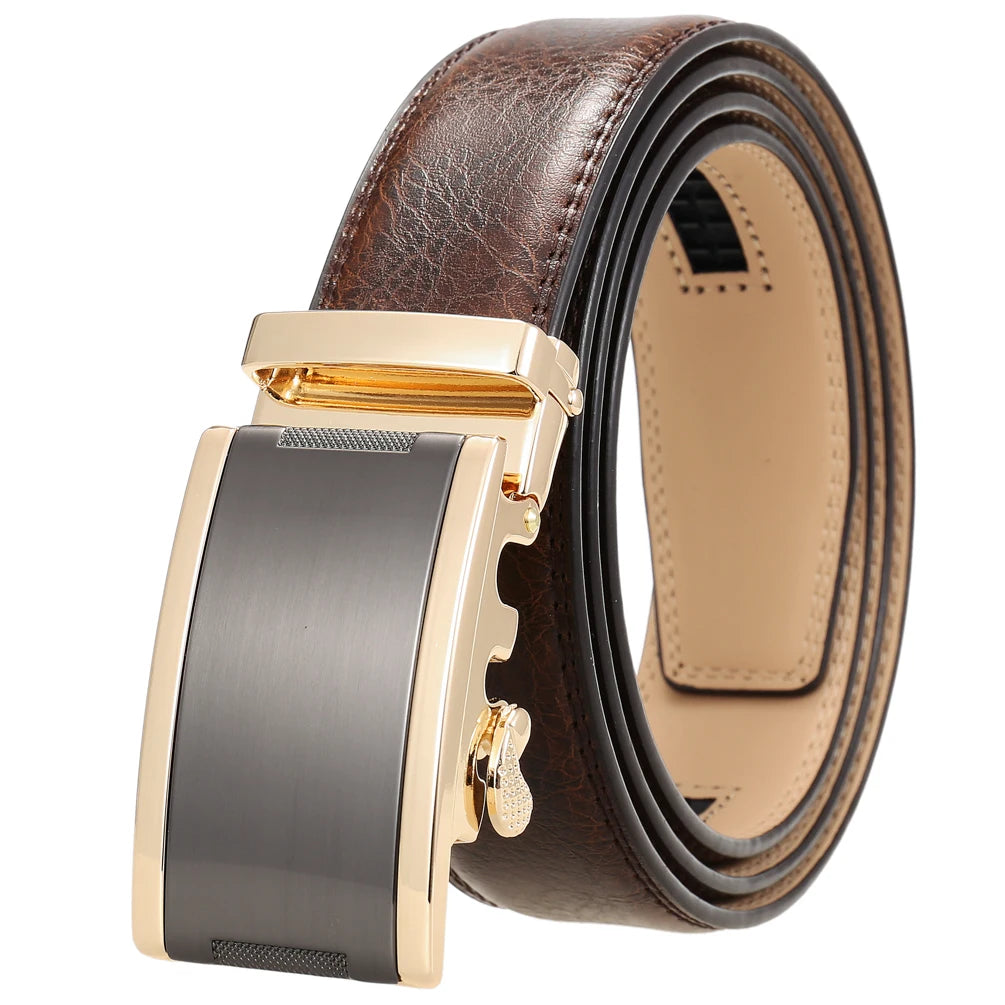JMT-554442 Automatic Buckle Cowhide Belt for Men with Custom Logo Press Feature