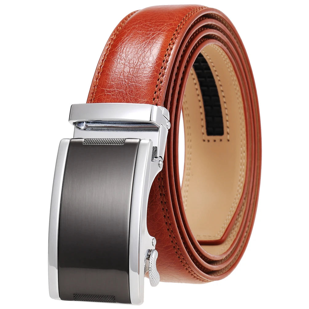 JMT-554442 Automatic Buckle Cowhide Belt for Men with Custom Logo Press Feature