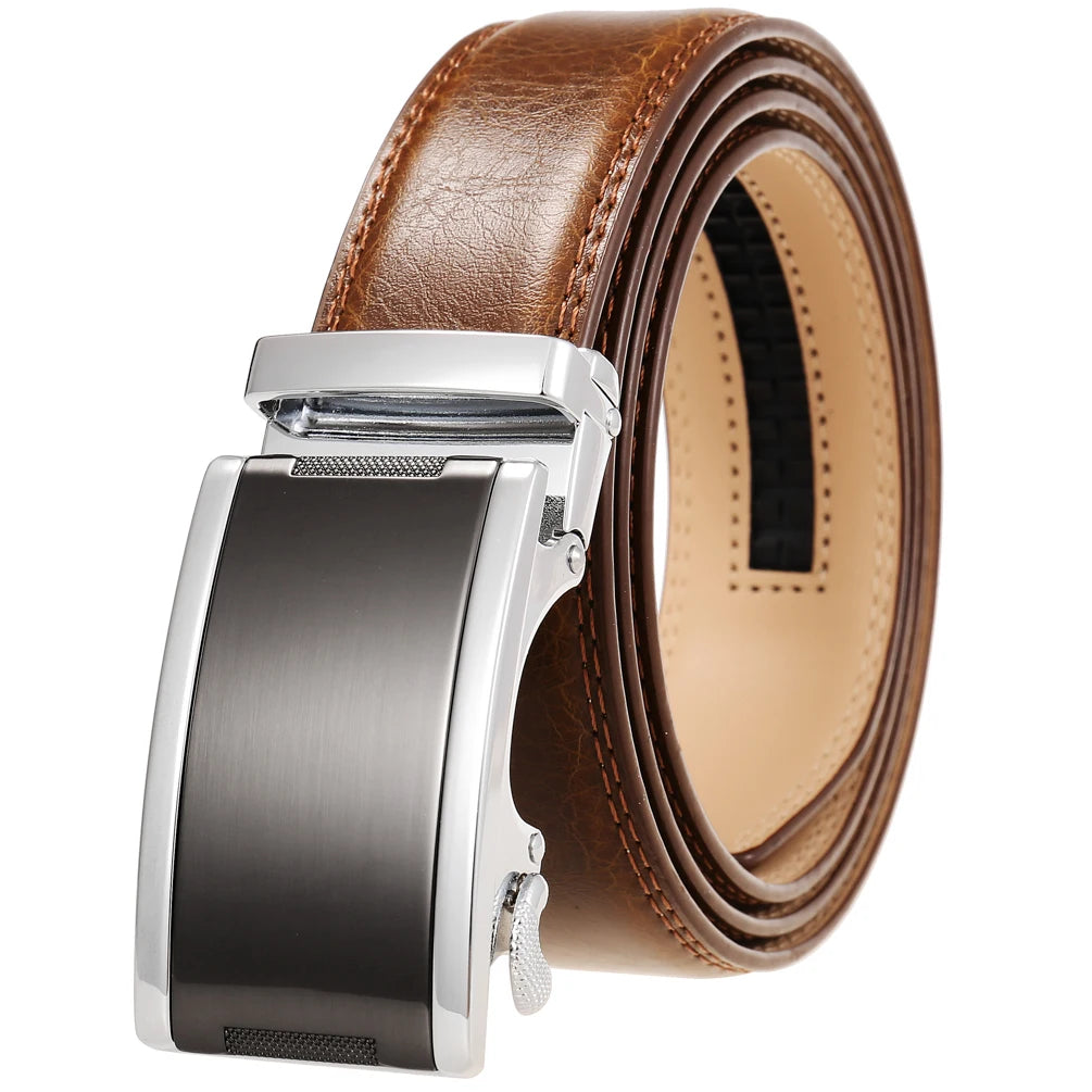 JMT-554442 Automatic Buckle Cowhide Belt for Men with Custom Logo Press Feature