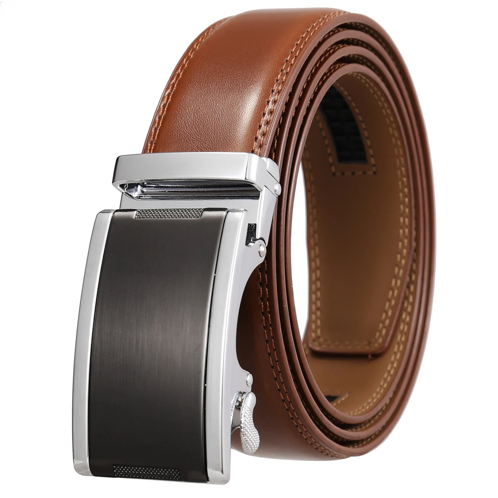 JMT-554442 Automatic Buckle Cowhide Belt for Men with Custom Logo Press Feature