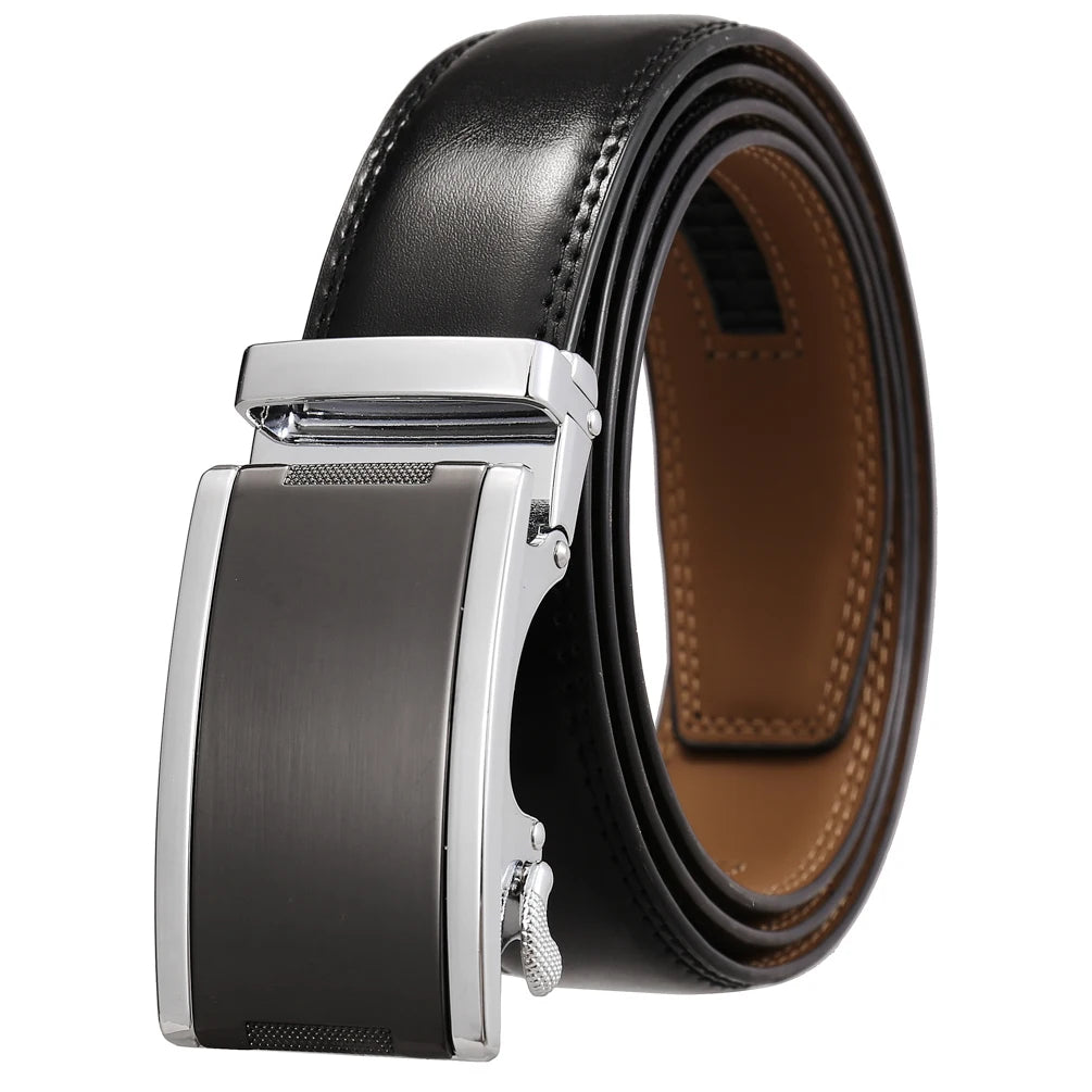 JMT-554442 Automatic Buckle Cowhide Belt for Men with Custom Logo Press Feature