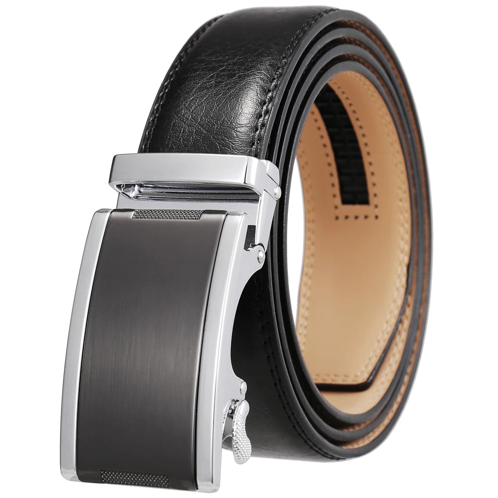 JMT-554442 Automatic Buckle Cowhide Belt for Men with Custom Logo Press Feature