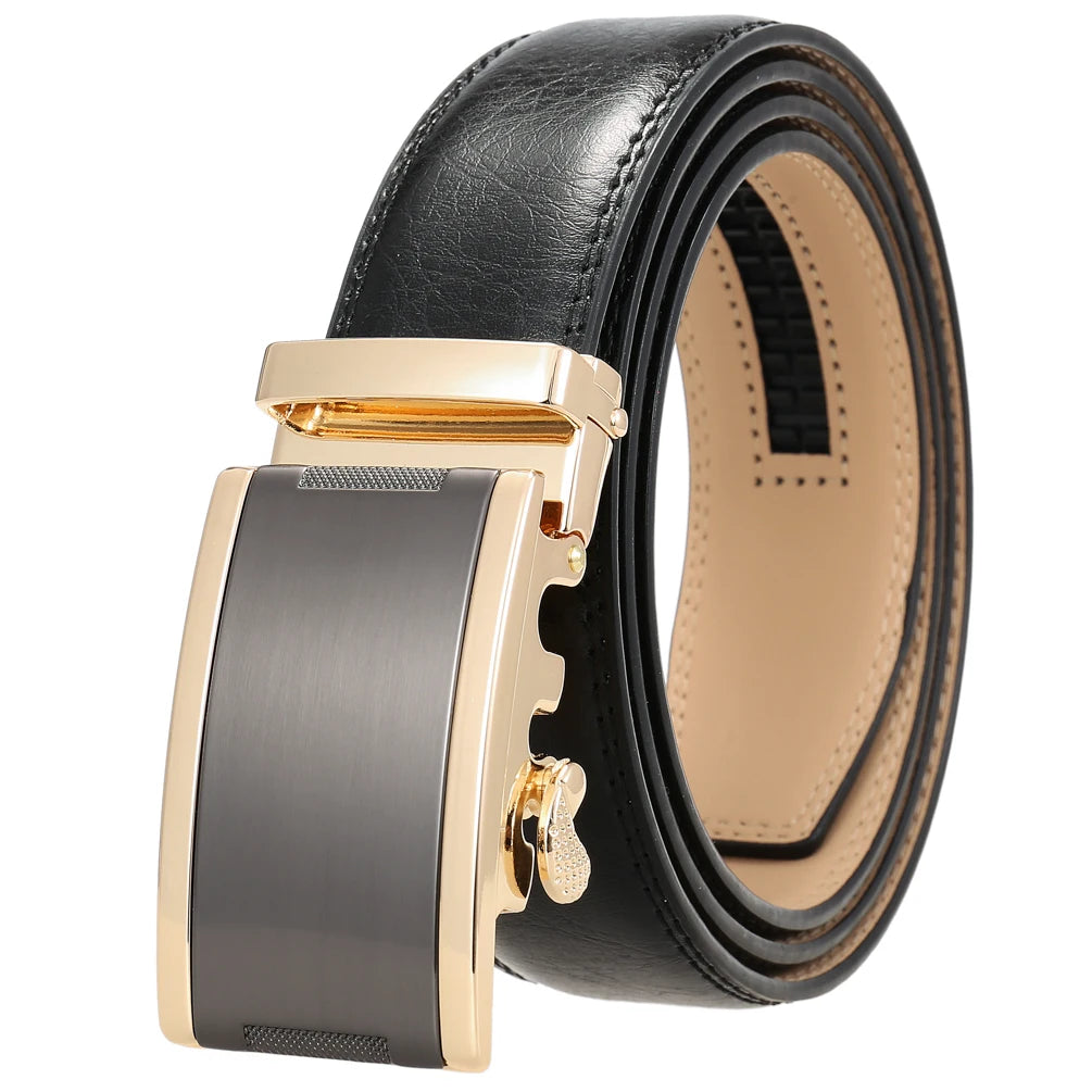 JMT-554442 Automatic Buckle Cowhide Belt for Men with Custom Logo Press Feature