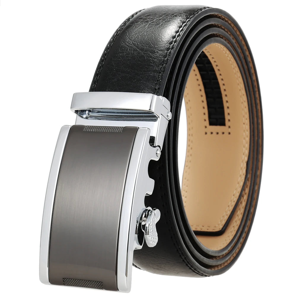 JMT-554442 Automatic Buckle Cowhide Belt for Men with Custom Logo Press Feature