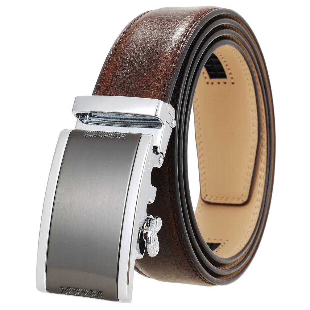 JMT-554442 Automatic Buckle Cowhide Belt for Men with Custom Logo Press Feature