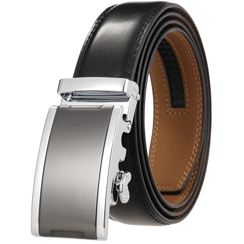 JMT-554442 Automatic Buckle Cowhide Belt for Men with Custom Logo Press Feature