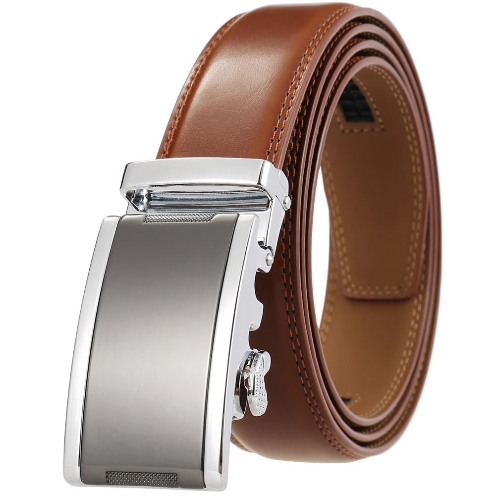 JMT-554442 Automatic Buckle Cowhide Belt for Men with Custom Logo Press Feature