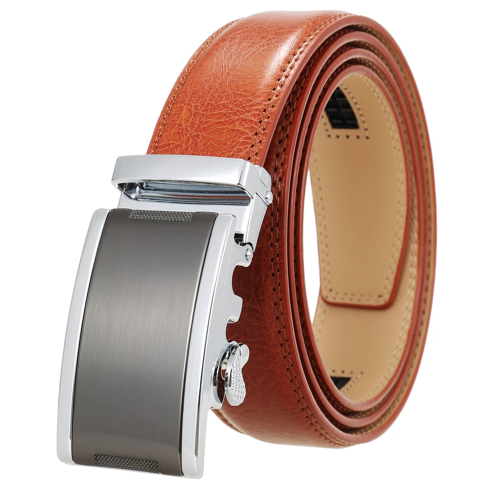 JMT-554442 Automatic Buckle Cowhide Belt for Men with Custom Logo Press Feature