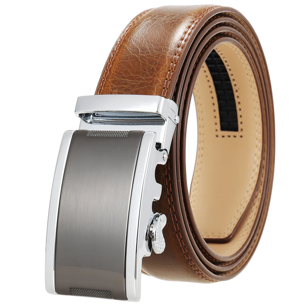JMT-554442 Automatic Buckle Cowhide Belt for Men with Custom Logo Press Feature