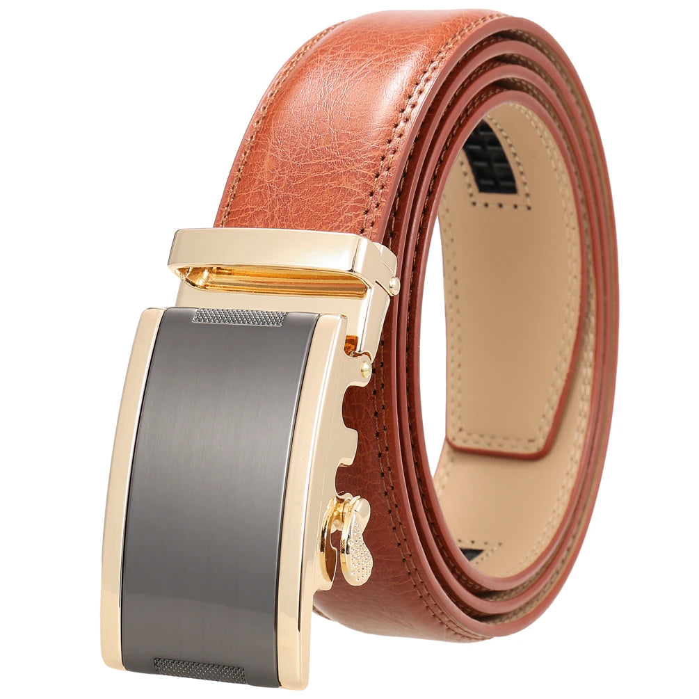 JMT-554442 Automatic Buckle Cowhide Belt for Men with Custom Logo Press Feature