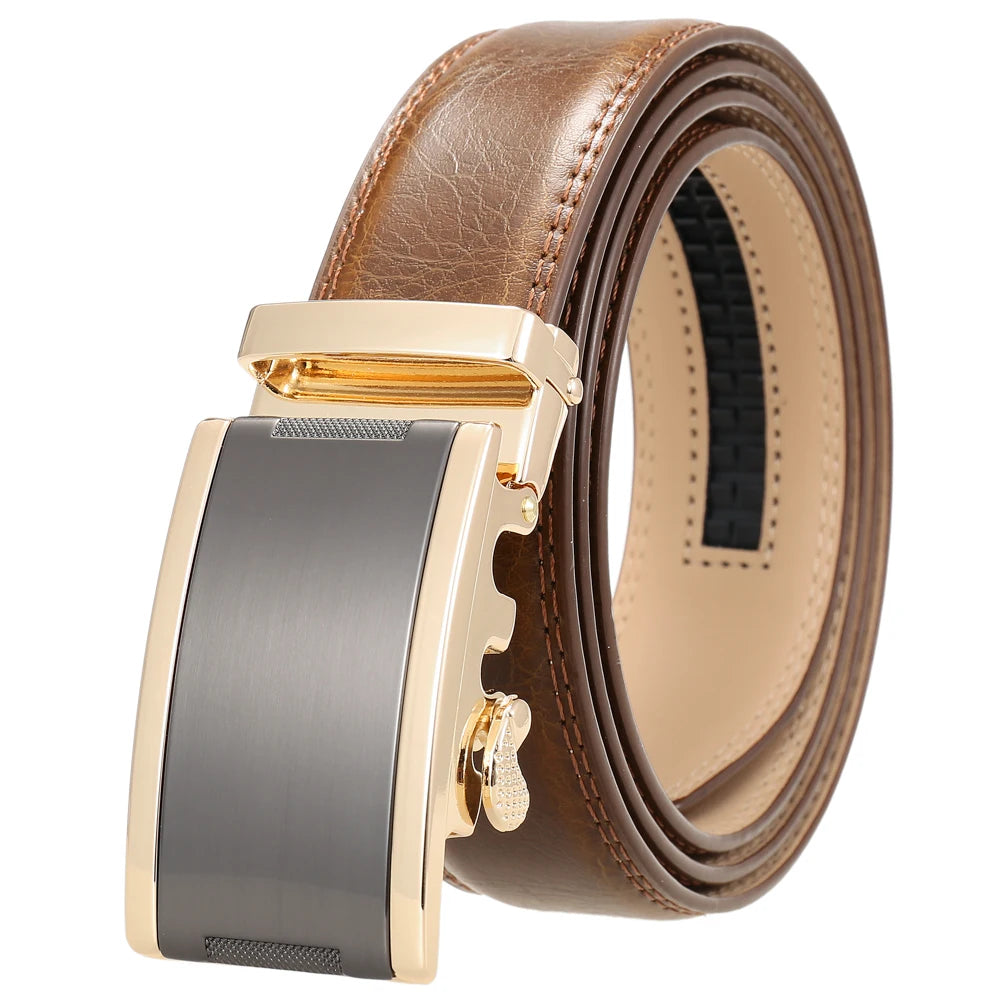 JMT-554442 Automatic Buckle Cowhide Belt for Men with Custom Logo Press Feature
