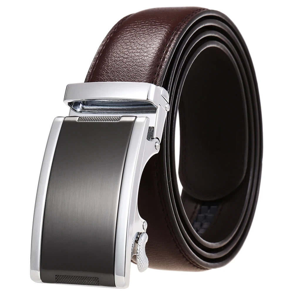 JMT-554442 Automatic Buckle Cowhide Belt for Men with Custom Logo Press Feature