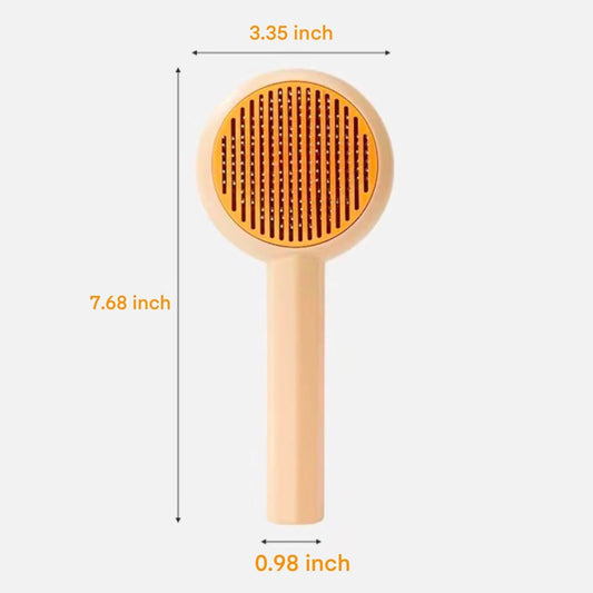 JMT-555082 Self-Cleaning Pet Grooming Brush for Cats and Dogs - 2-in-1 Deshedding and Massage Tool with 140° Angled Wire Needle