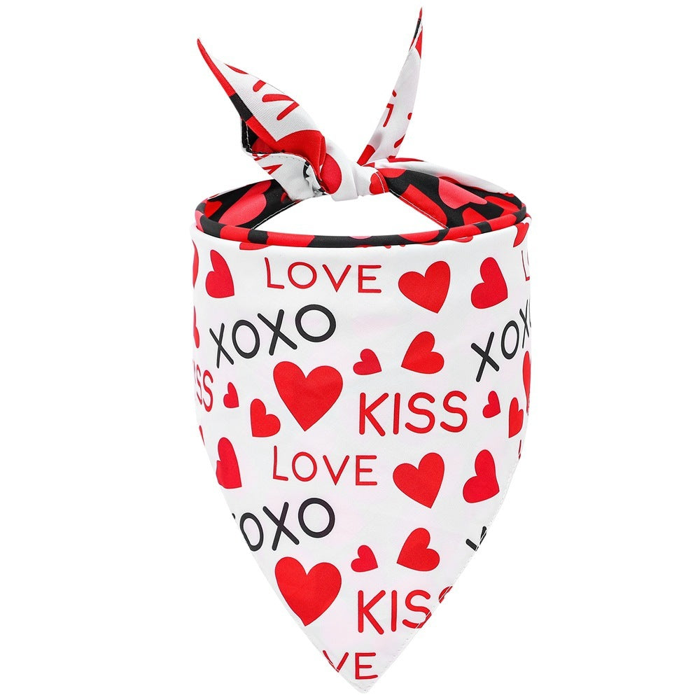 JMT-555466 Valentine's Day Cartoon Triangle Scarf for Pets - Dog Saliva Towel in Various Styles