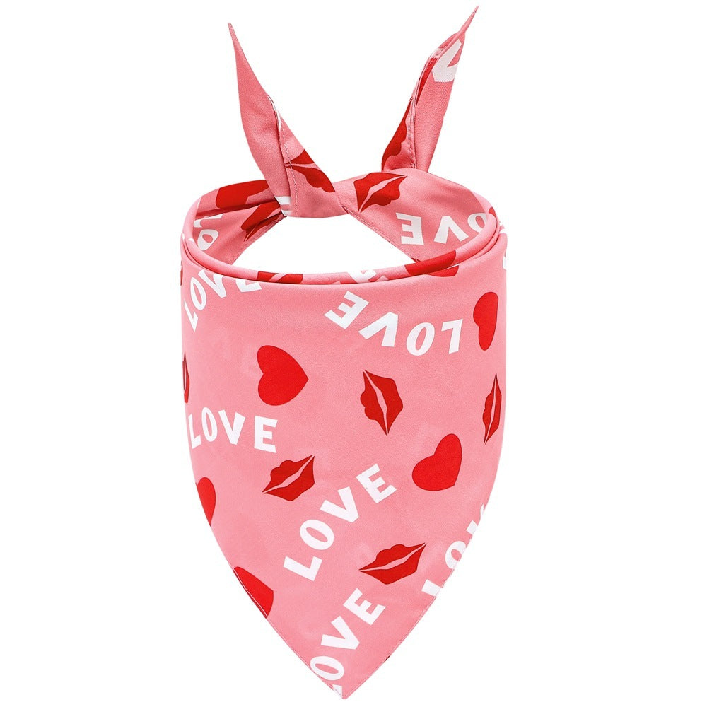 JMT-555466 Valentine's Day Cartoon Triangle Scarf for Pets - Dog Saliva Towel in Various Styles