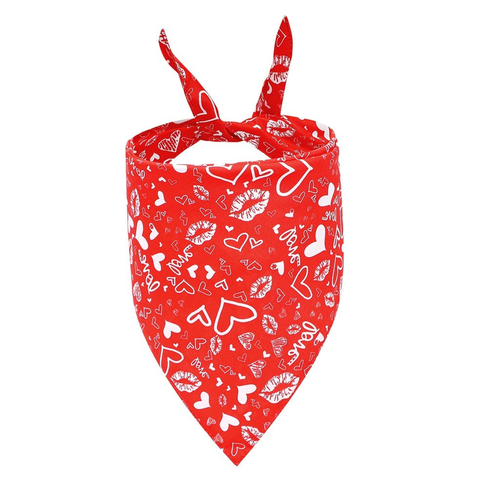 JMT-555466 Valentine's Day Cartoon Triangle Scarf for Pets - Dog Saliva Towel in Various Styles
