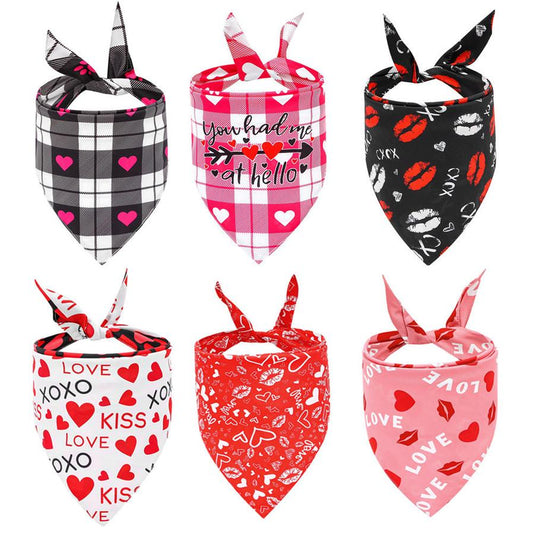 JMT-555466 Valentine's Day Cartoon Triangle Scarf for Pets - Dog Saliva Towel in Various Styles