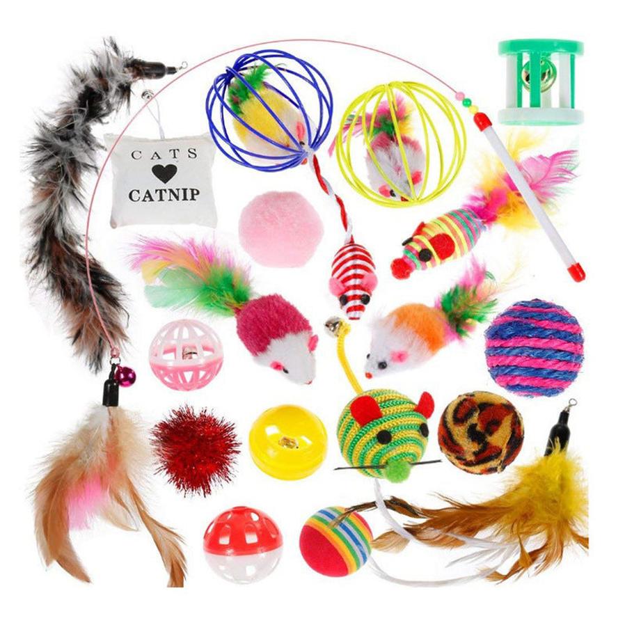 JMT-556298 Multicolor Cat Toy Set with Mouse Wand and Sisal Ball for Interactive Play