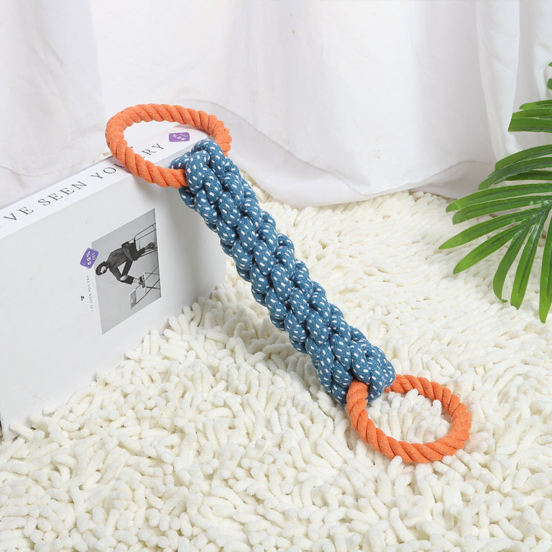 JMT-557130 Durable Cotton Knot Dog Toy for Chewing and Dental Care - 37cm Braided Rope Bone