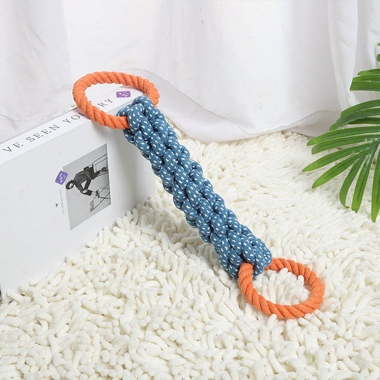 JMT-557130 Durable Cotton Knot Dog Toy for Chewing and Dental Care - 37cm Braided Rope Bone