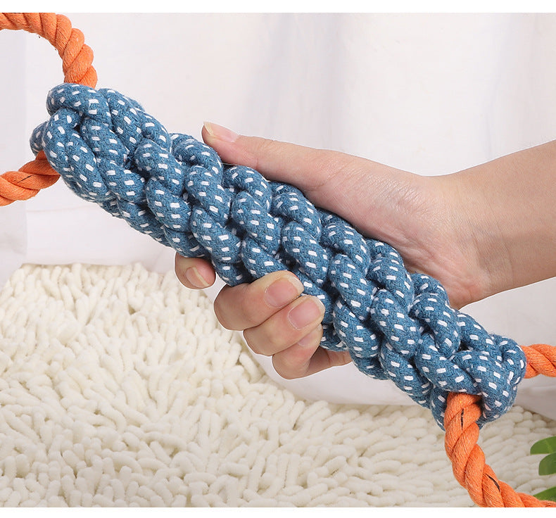 JMT-557130 Durable Cotton Knot Dog Toy for Chewing and Dental Care - 37cm Braided Rope Bone