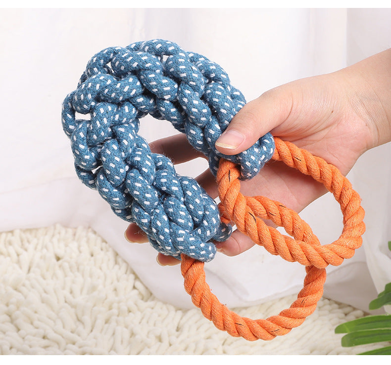 JMT-557130 Durable Cotton Knot Dog Toy for Chewing and Dental Care - 37cm Braided Rope Bone