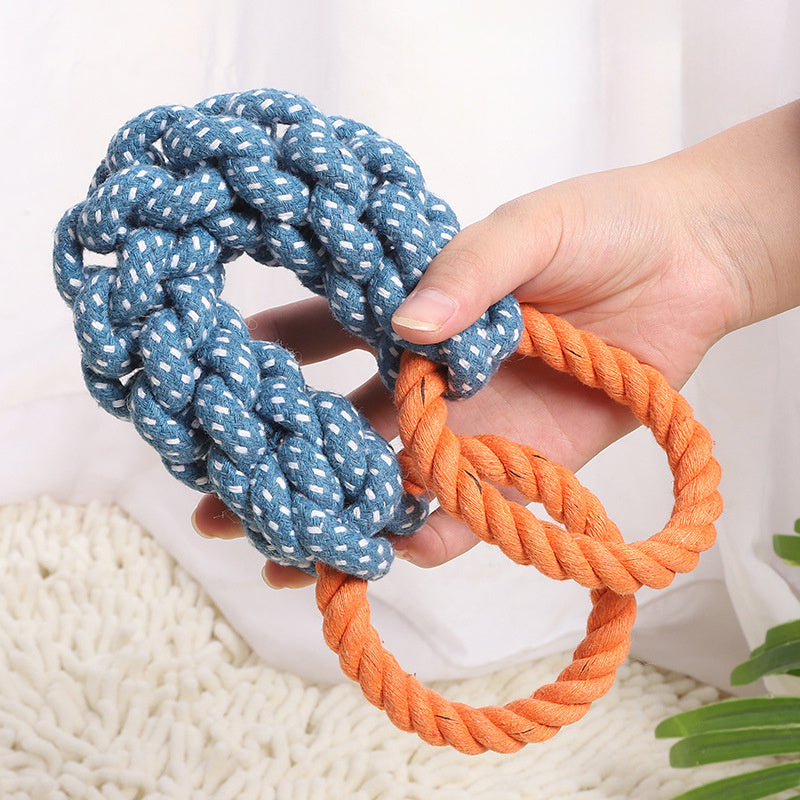 JMT-557130 Durable Cotton Knot Dog Toy for Chewing and Dental Care - 37cm Braided Rope Bone